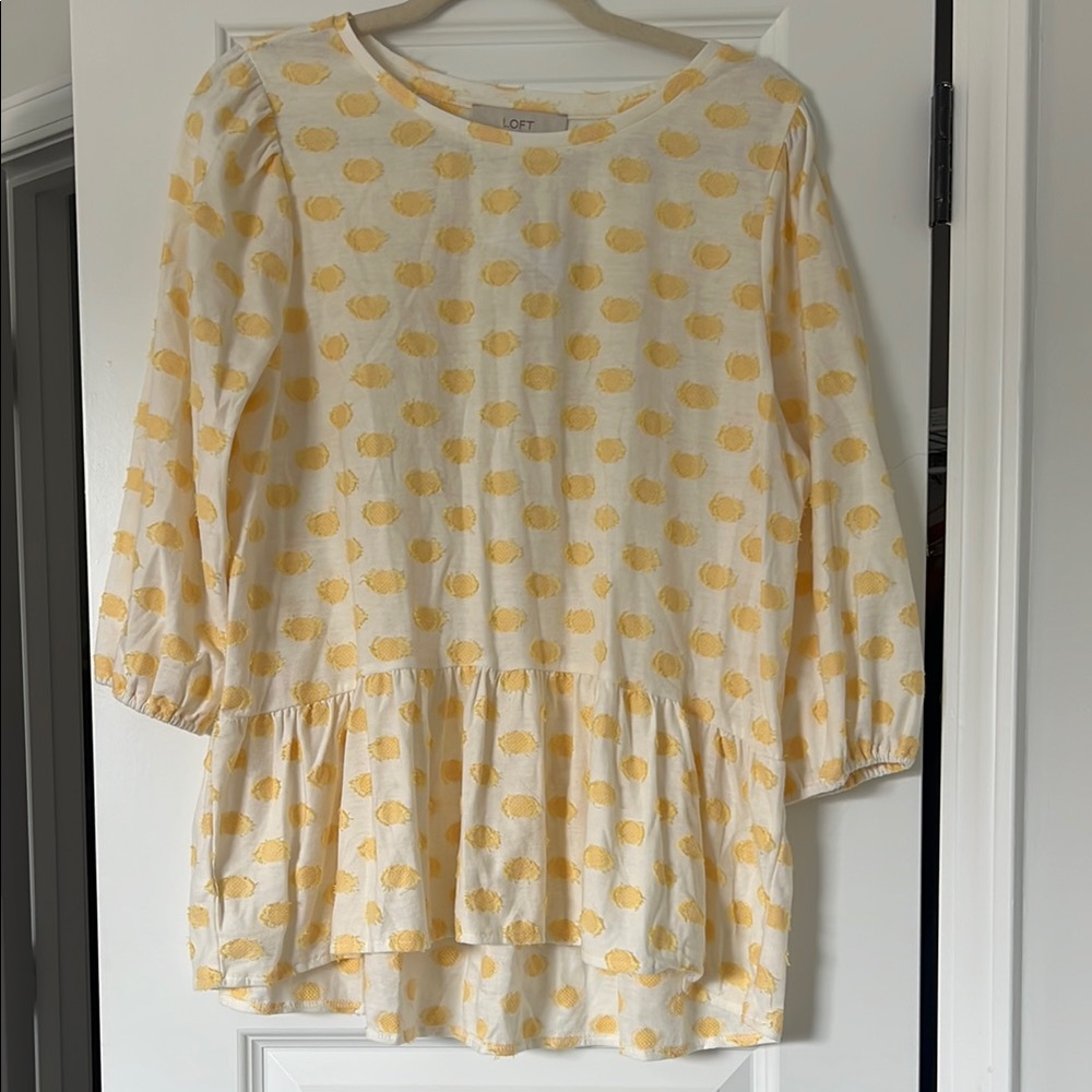 LOFT Yellow Polka Dot Blouse